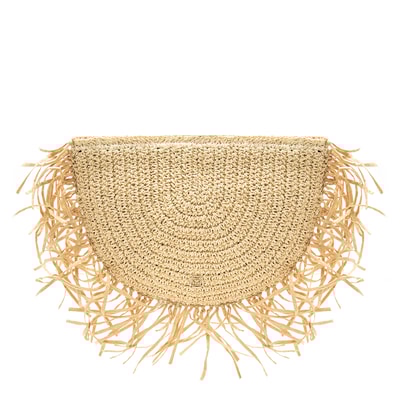 Fangie Ekru Kadın Hasır Clutch 