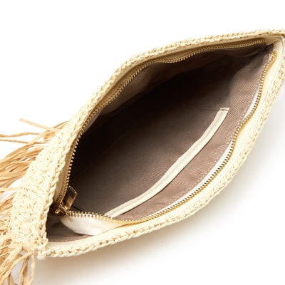 Fangie Ekru Kadın Hasır Clutch 