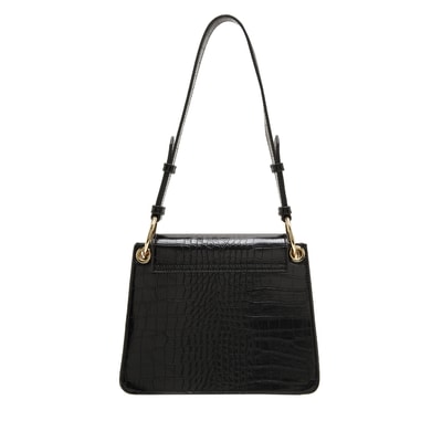 Fayetta Siyah Kadın Zincir Detaylı Omuz Çantası