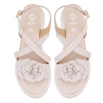 Fifne Bej Kadın Dolgu Tabanlı Süet Deri Sandalet