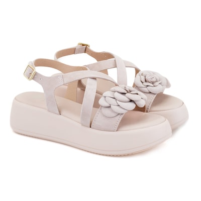 Fifne Bej Kadın Dolgu Tabanlı Süet Deri Sandalet