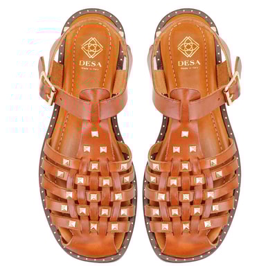 Firida Taba Kadın Ayarlanabilir Tokalı Deri Sandalet