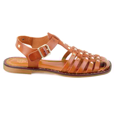 Firida Taba Kadın Ayarlanabilir Tokalı Deri Sandalet