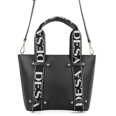 Flieder Siyah Kadın Desa Logo Askılı Deri El Çantası