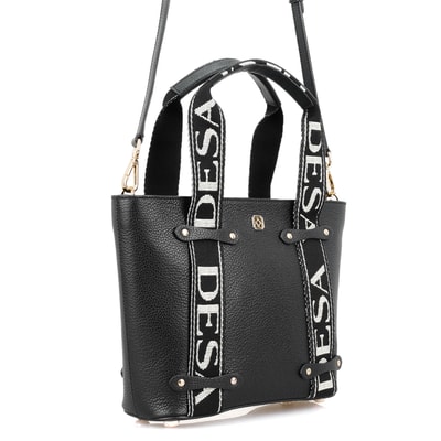 Flieder Siyah Kadın Desa Logo Askılı Deri El Çantası