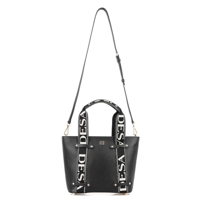 Flieder Siyah Kadın Desa Logo Askılı Deri El Çantası