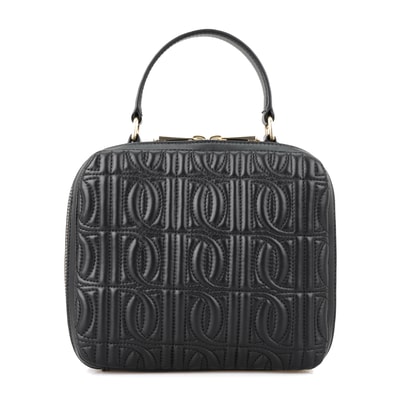 Florence Siyah Kadın Monogram Kapitone Deri Omuz Çantası