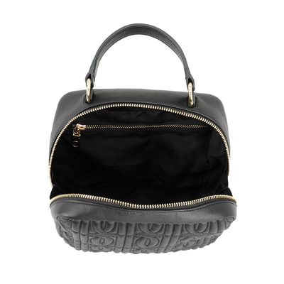 Florence Siyah Kadın Monogram Kapitone Deri Omuz Çantası