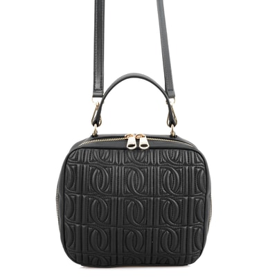 Florence Siyah Kadın Monogram Kapitone Deri Omuz Çantası