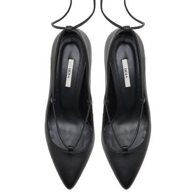 Follafe Siyah Kadın Deri Klasik Ayakkabı