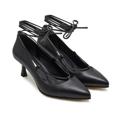 Follafe Siyah Kadın Deri Klasik Ayakkabı