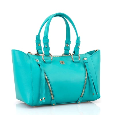 Garten Turkuaz Kadın Deri El Çantası