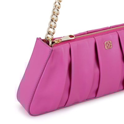 Geranie Pembe Kadın Zincir Detaylı Deri Omuz Çantası