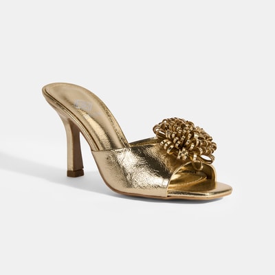 Glowen Gold Aksesuar Detaylı Kadın Topuklu Terlik