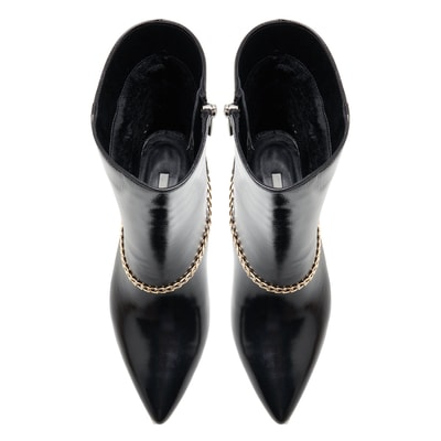 Grano Siyah Kadın Zincir Detaylı Deri Bot