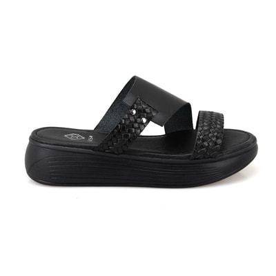 Gretta Siyah Kadın Dolgu Topuklu Deri Terlik