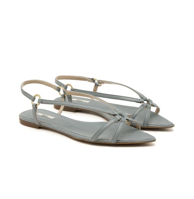 Gri Kadın Deri Sandalet