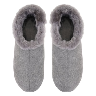 Gri Kadın Fluffy Yünlü Patik