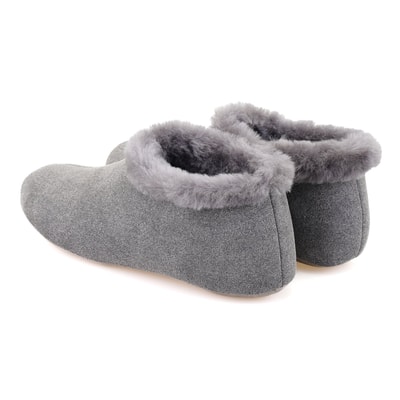 Gri Kadın Fluffy Yünlü Patik