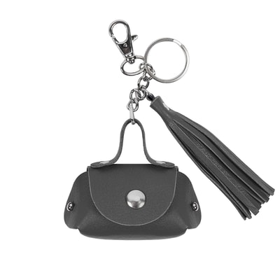 Gri Mini Deri Anahtarlık