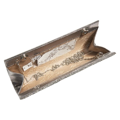 Gri Stengel Zincir Detaylı Kadın Gece Çantası