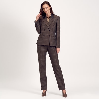 Gri Yünlü Kruvaze Kadın Deri Ceket