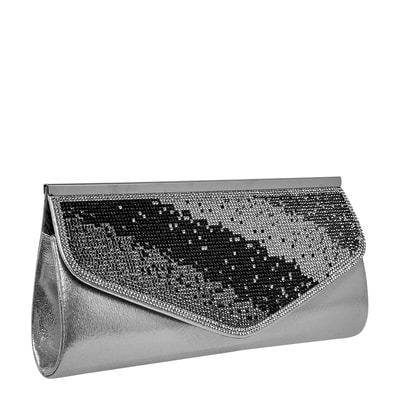 Gümüş Trunk Zincir Detaylı Kadın Gece Çantası