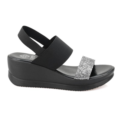 Haille Siyah Kadın Dolgu Topuklu Sandalet