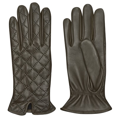 Haki Kadın Kapitone Deri Eldiven