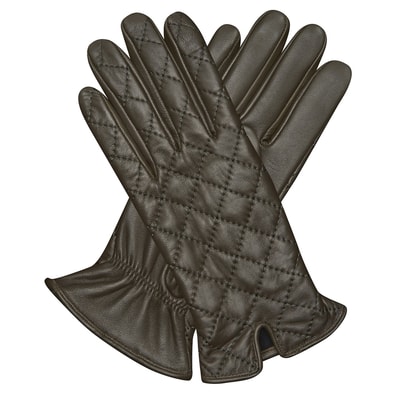 Haki Kadın Kapitone Deri Eldiven