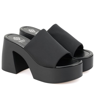 Haley Siyah Kadın Platform Topuklu Terlik