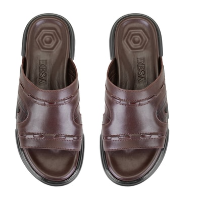 Herbert Kahve Erkek Deri Terlik