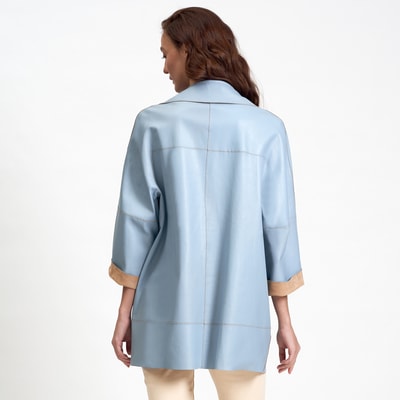 Hiba Kadın Oversize Çift Taraflı Deri Pardösü