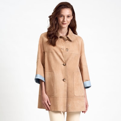 Hiba Kadın Oversize Çift Taraflı Deri Pardösü