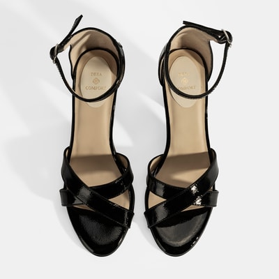 Hillary Siyah Kadın Ayarlanabilir Tokalı Topuklu DesaComfort Deri Sandalet