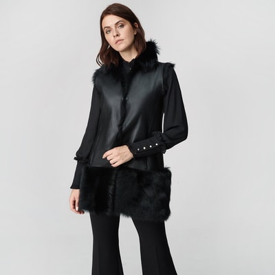 Ikeme Kadın Çift Taraflı Kürk Yelek