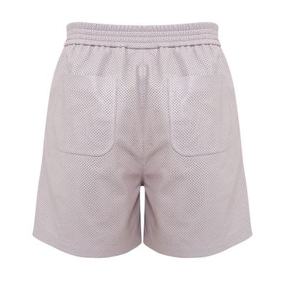 Ines Light Rose Kadın Yüksek Bel Perforeli Deri Şort