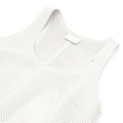 Itala Beyaz Kadın Yuvarlak Yakalı Perforeli Deri Bluz