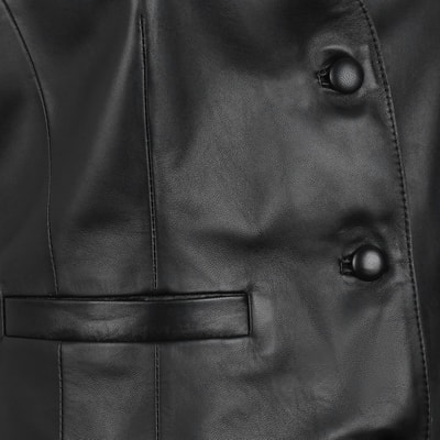 Itala Siyah Kadın Deri Yelek