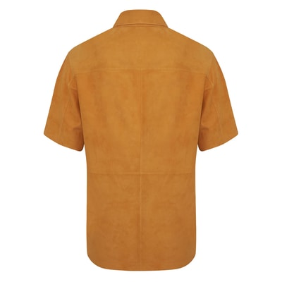 Jemma Turuncu Kadın Kısa Kollu Süet Deri Gömlek