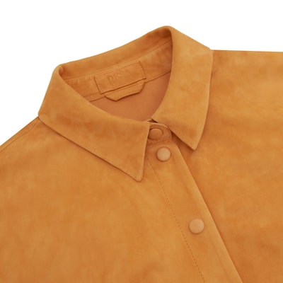 Jemma Turuncu Kadın Kısa Kollu Süet Deri Gömlek