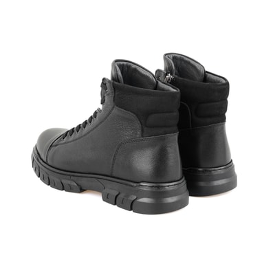 Johnny Siyah Erkek Fermuarlı Deri Bot