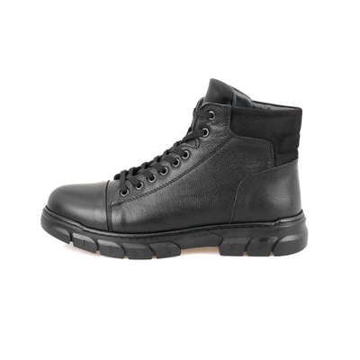 Johnny Siyah Erkek Fermuarlı Deri Bot