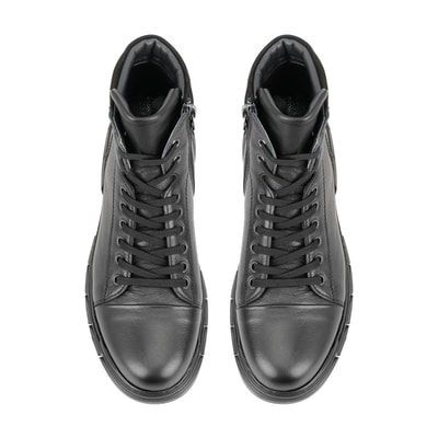 Johnny Siyah Erkek Fermuarlı Deri Bot