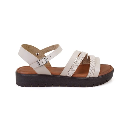 Jolene Bej Kadın Ayarlanabilir Tokalı Deri Sandalet