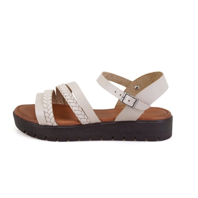 Jolene Bej Kadın Ayarlanabilir Tokalı Deri Sandalet