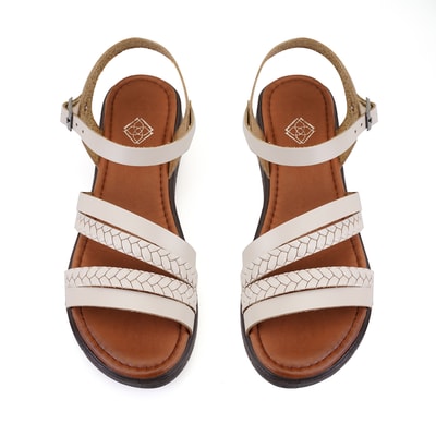 Jolene Bej Kadın Ayarlanabilir Tokalı Deri Sandalet