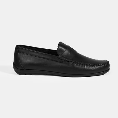 Jovian Siyah Erkek Deri Slip-On Loafer
