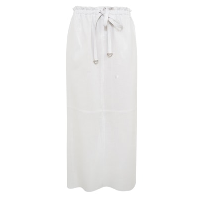 Juliet Beyaz Kadın Perforeli Deri Etek