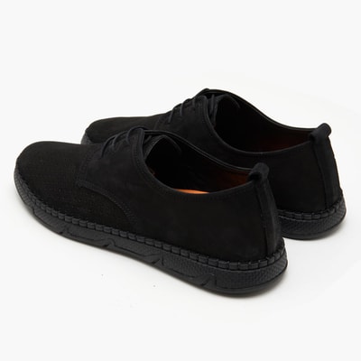 Juna Siyah Erkek Nubuk Deri Günlük Ayakkabı